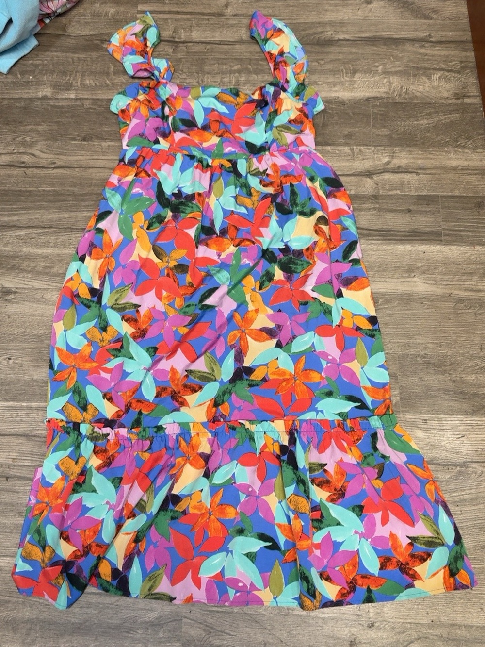 ee:some Tropical Floral Tie Shoulder Maxi Dress Size L - Picture 2 of 9